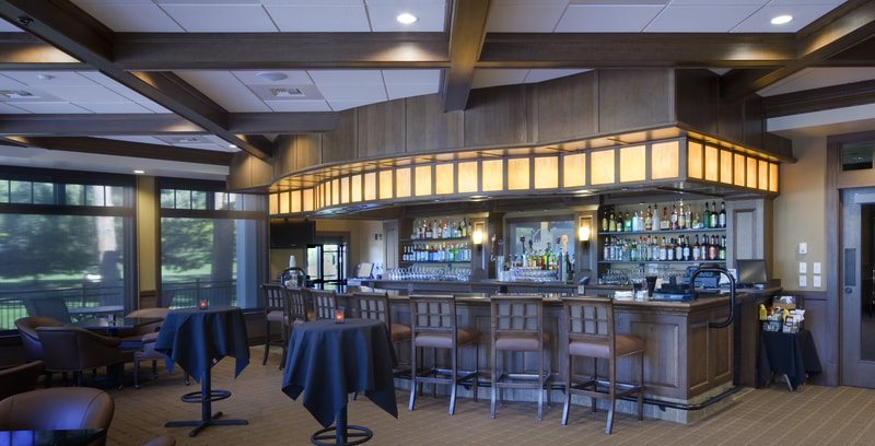 Commercial bar, custom furnishings, retail space, country club, retail architecture