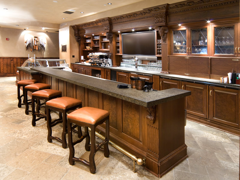 Commercial woodworking, retail architecture, custom bar, commercial design, Northern Rockies
