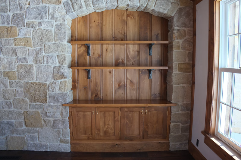 custom cabinetry, scribed to stone, gothic style woodworking, custom casework, Billings, Mountain living